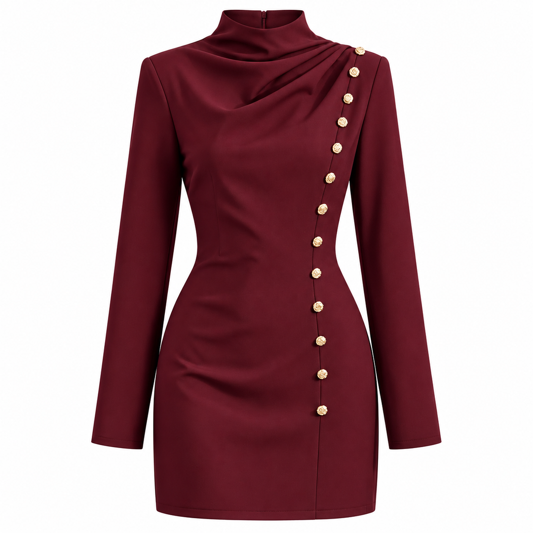 Burgundy dress isolated front view
