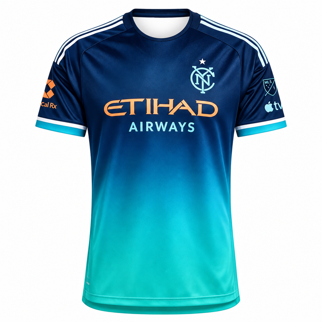 Navy teal gradient football fan jersey front view