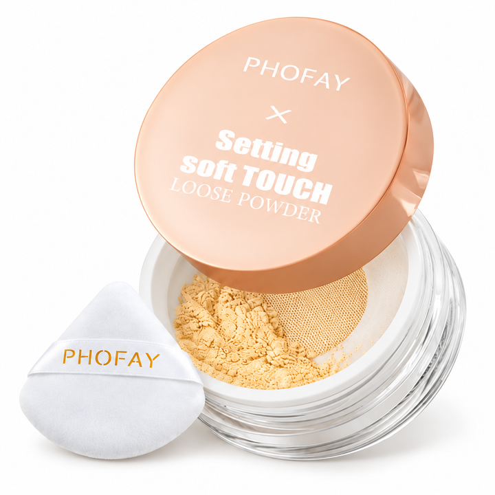 PHOFAY powder jar and puff shown on a clean white background