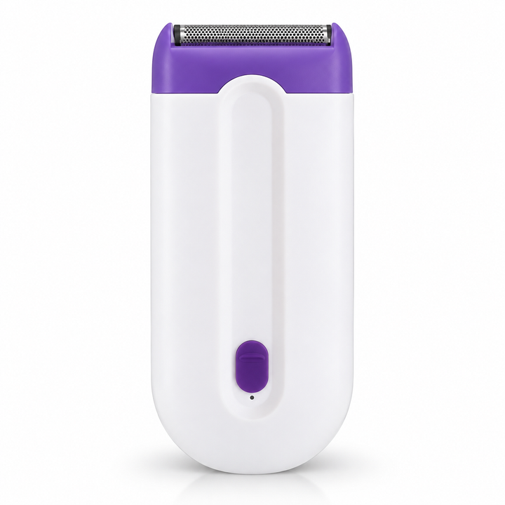 Electric hair remover for women with white body, purple switch and foil head