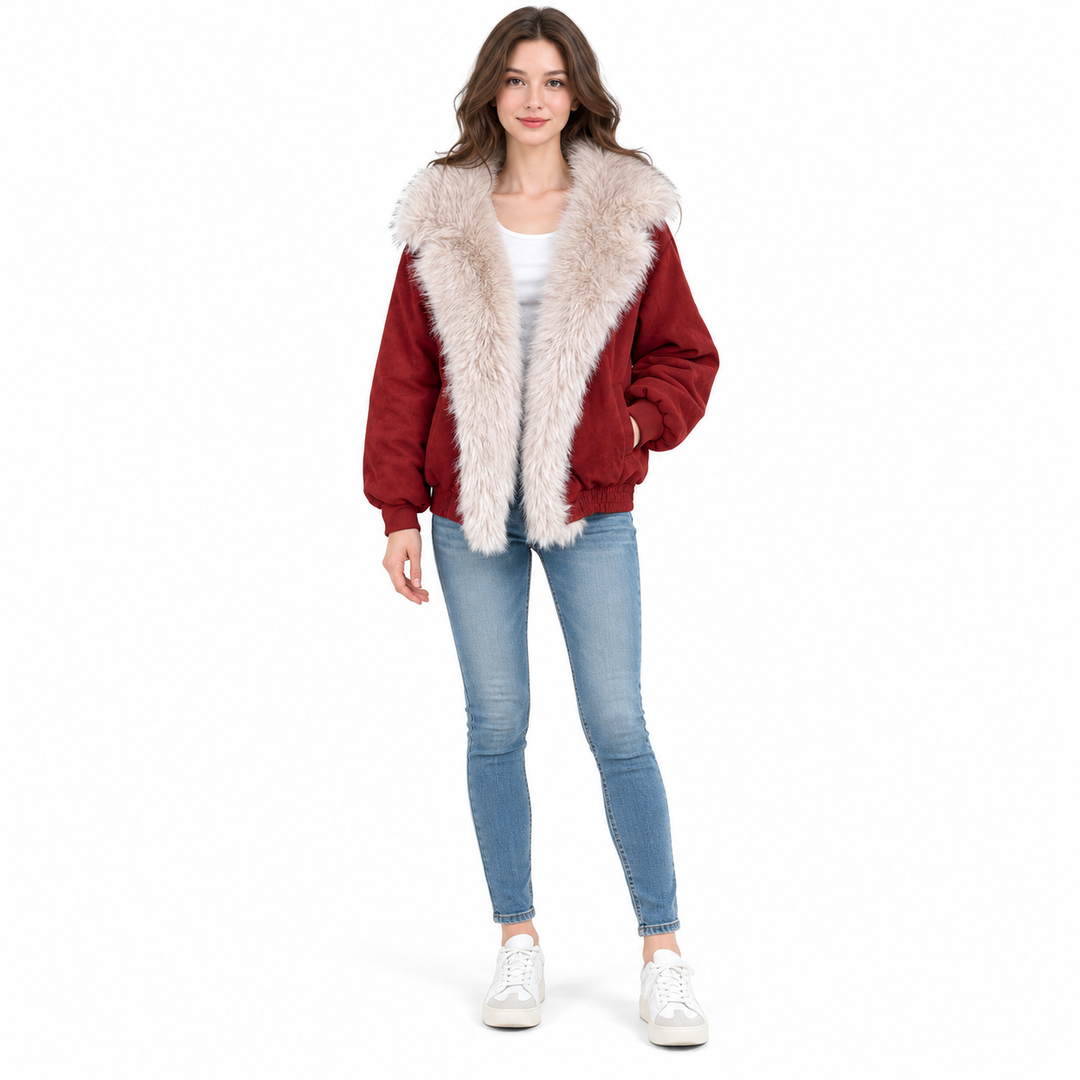 Fleece lined jacket red jacket front