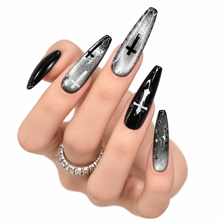 Long press on nails cross accent view