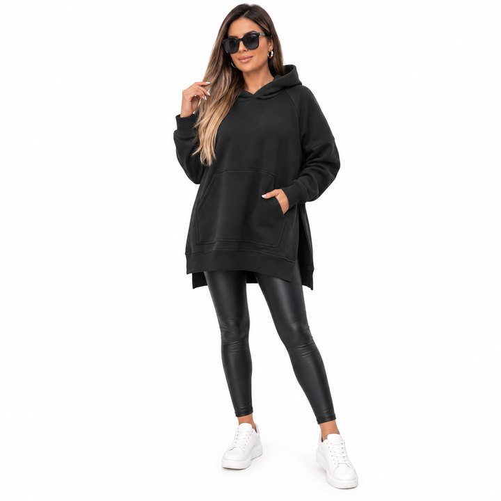 Pullover hoodie for women with hood and pocket detail
