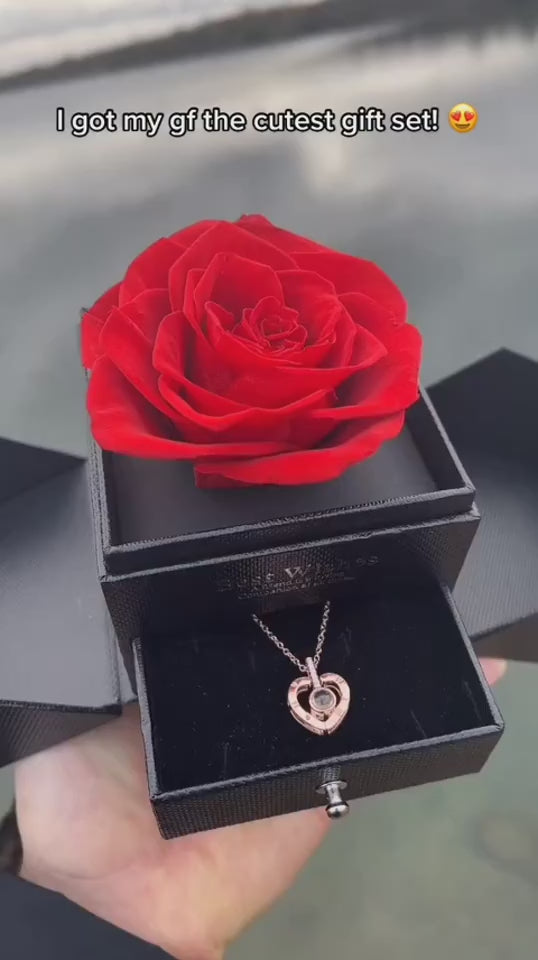romantic wedding necklace gift crystal jewelry rose box presentation
