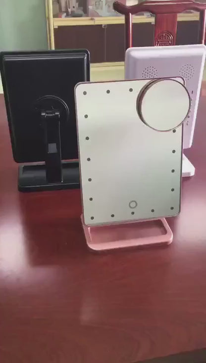Touch Screen Makeup Mirror – Sleek tabletop design with stable base and touch control