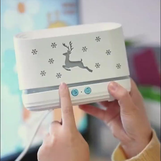 White flame humidifier diffuser with essential oil and soft light