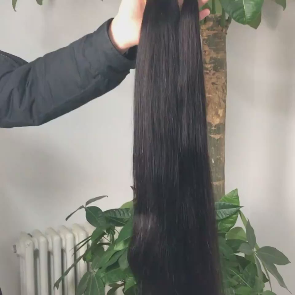 Straight Brazilian human hair bundle for smooth length and everyday style, shown in natural 1B color with polished shine now.