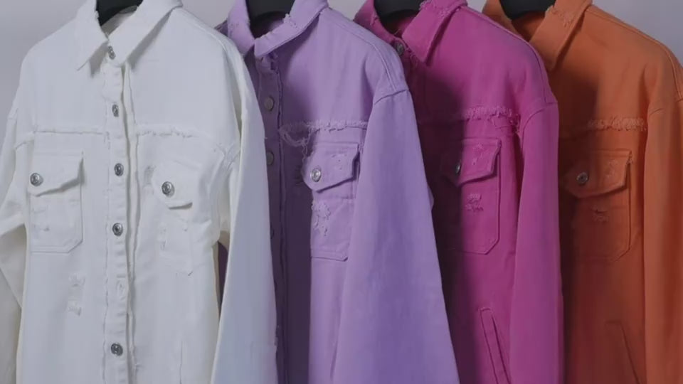 fashion ripped shirt jacket everyday womens streetwear layering outerwear piece