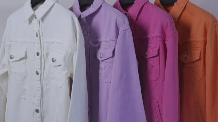 fashion ripped shirt jacket everyday womens streetwear layering outerwear piece