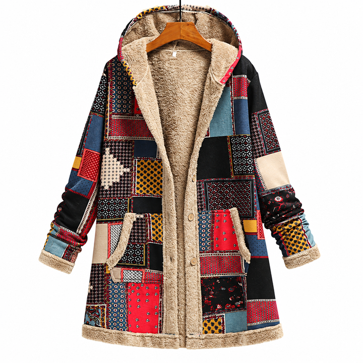 Red jacket isolated front view with pockets and plush lining