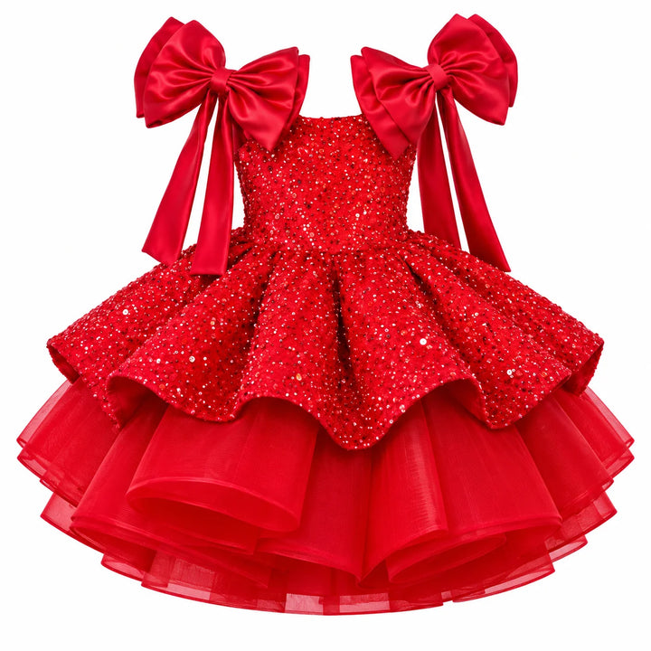 Front studio view of a red girl&