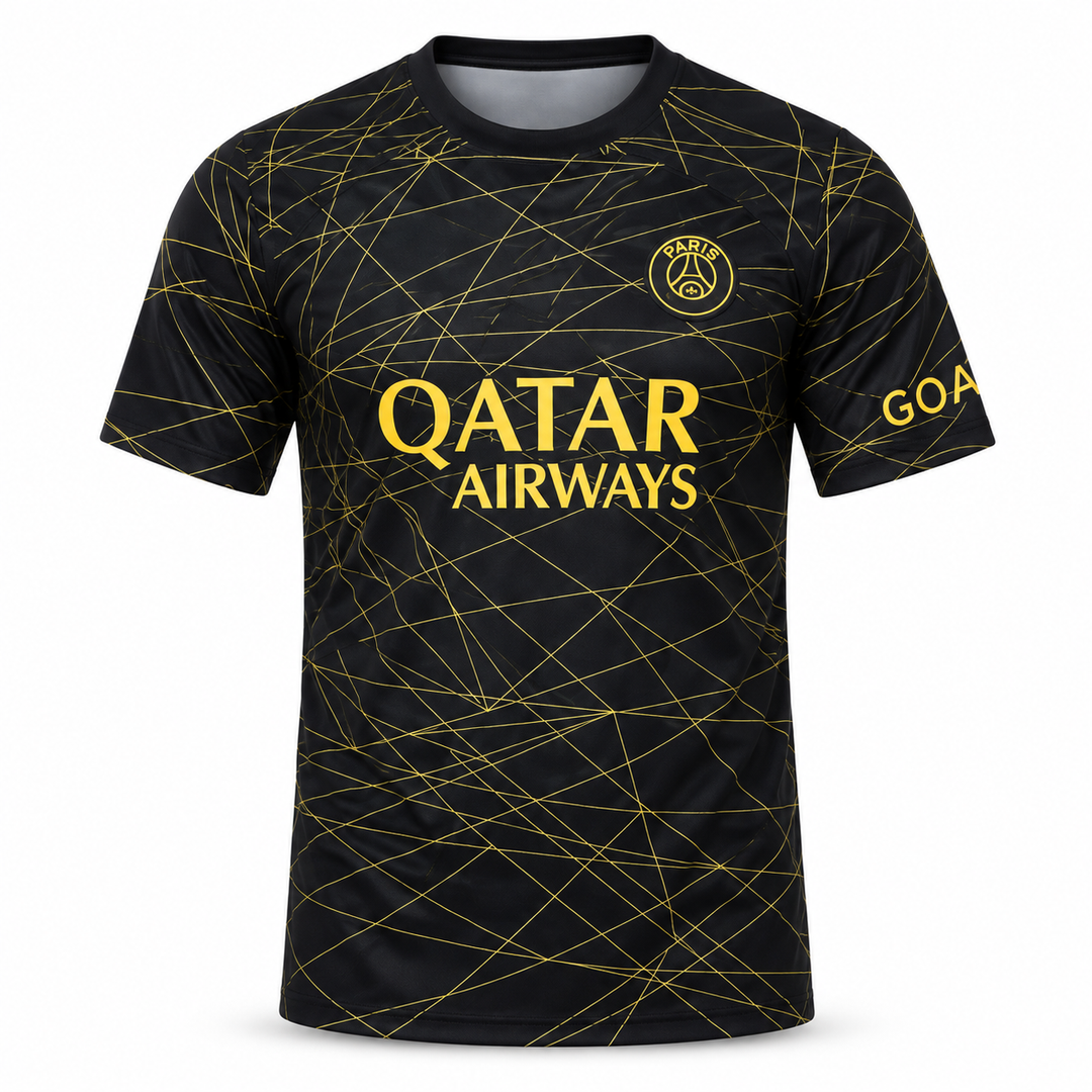 PSG Neymar black gold fan tee front view