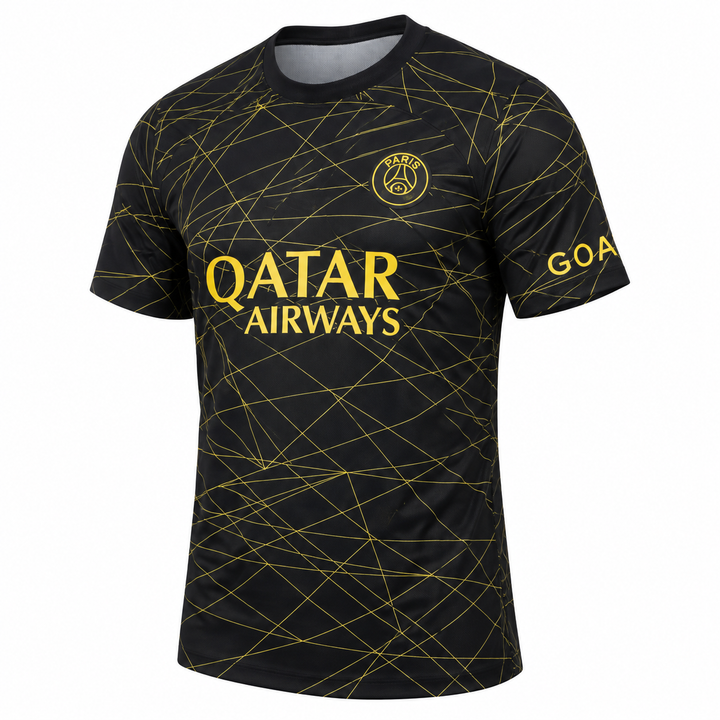 PSG Neymar black gold fan tee three quarter front view