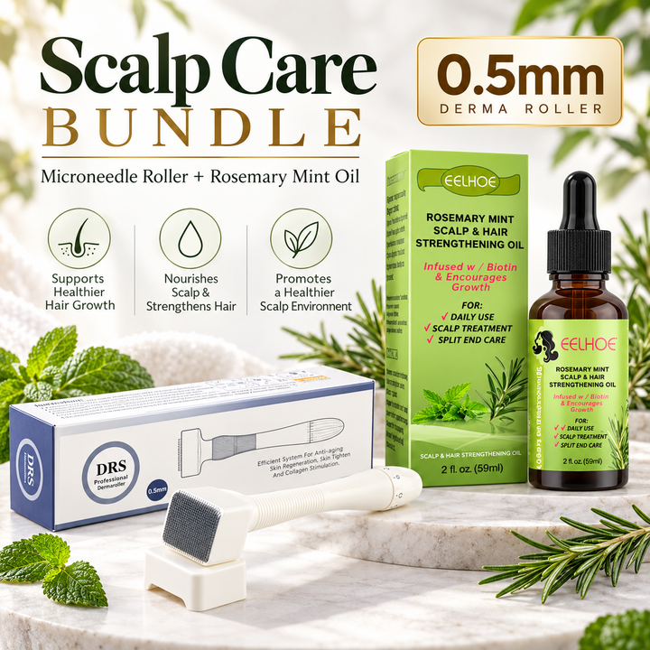 Rosemary Mint Hair Growth Oil bundle with 0.5 mm DRS derma roller