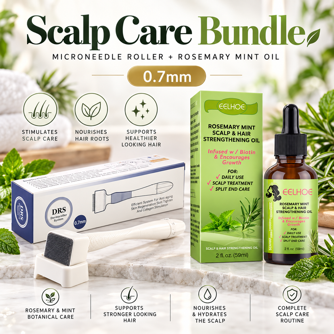 Rosemary Mint Hair Growth Oil bundle with 0.7 mm DRS derma roller