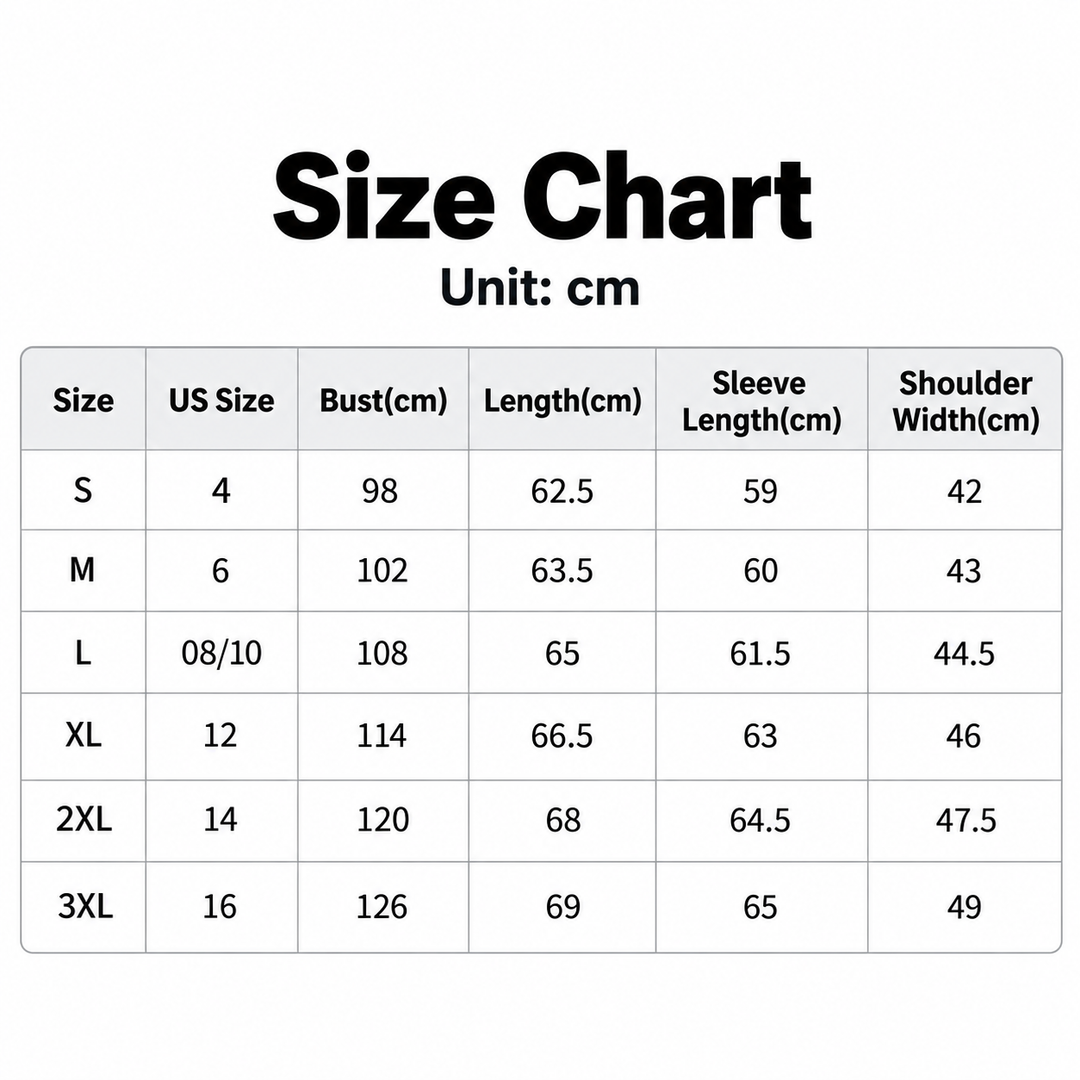 Sunflower skull sweatshirt size chart with S to 3XL measurements in centimeters