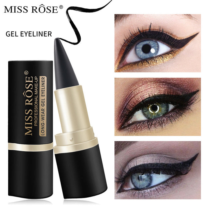 Waterproof eyeliner pencil in black with matte finish, soft pen core and model 7402-020M for everyday eye makeup application.