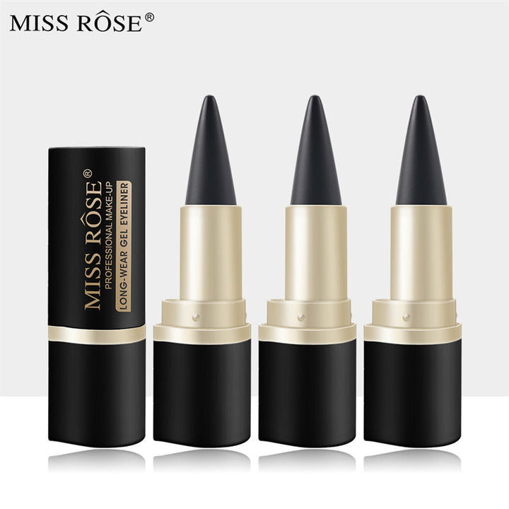 Black matte eyeliner pencil with waterproof feature, soft pen core and model 7402-020M for creating defined eye makeup looks.
