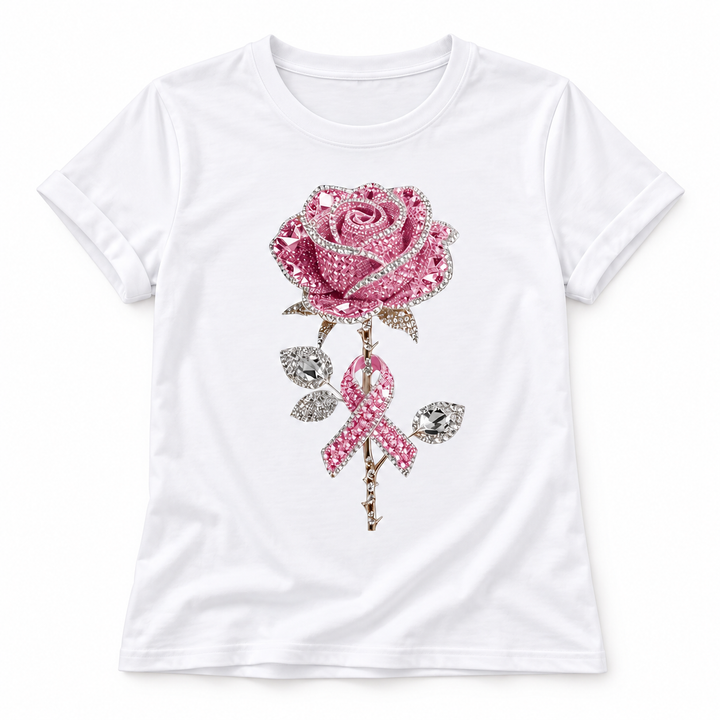 White rose graphic T-shirt flat lay variant image